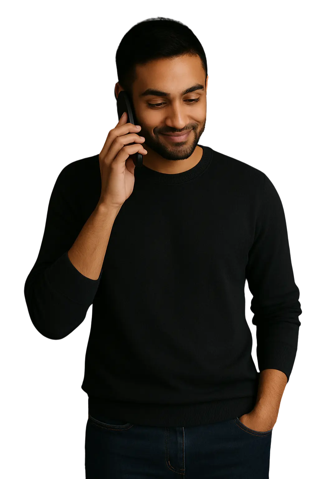 Person on phone - left